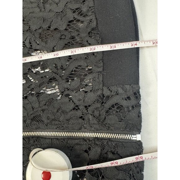 Womens Whimsigoth Black Lace Bomber Jacket M Crochet Floral Fairy Grunge Romance - Picture 5 of 6